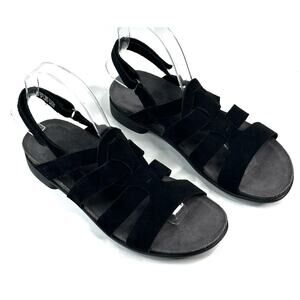 Munro Corine Strappy Black Suede Slingback Sandals Women's 8M Made in USA New